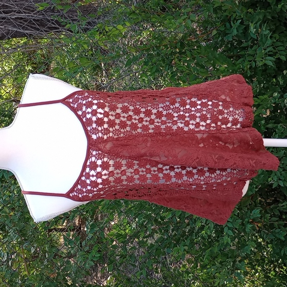 Burnt Orange Crochet Tank Top